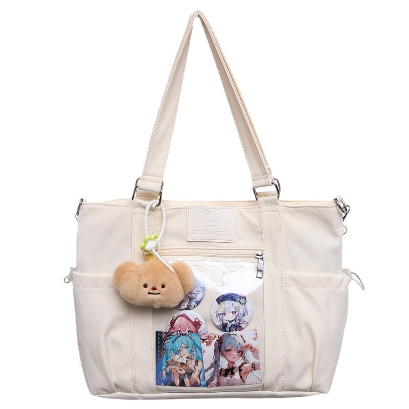 Womens Handbag Canvas Large Capacity Splicing Work Shoulder Casual Sweet Fashion School Bag 240904