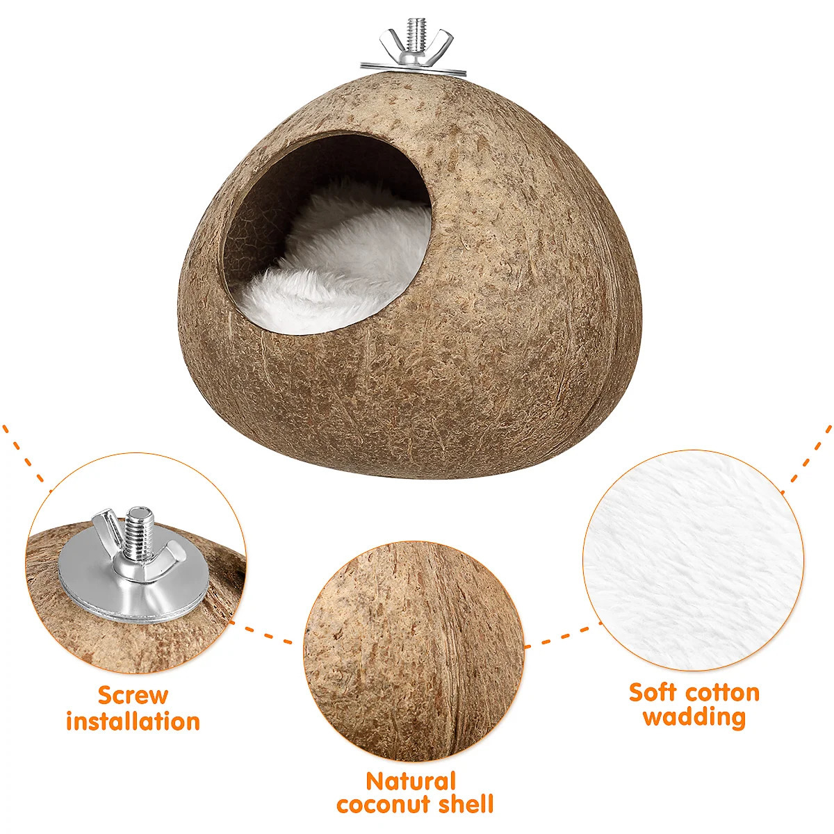 Nest for Birds Winter Warm Bird Nest House Natural Shell Simulation Birdhouse Grass Bird Hut Parakeet Nesting Box Cage 250207