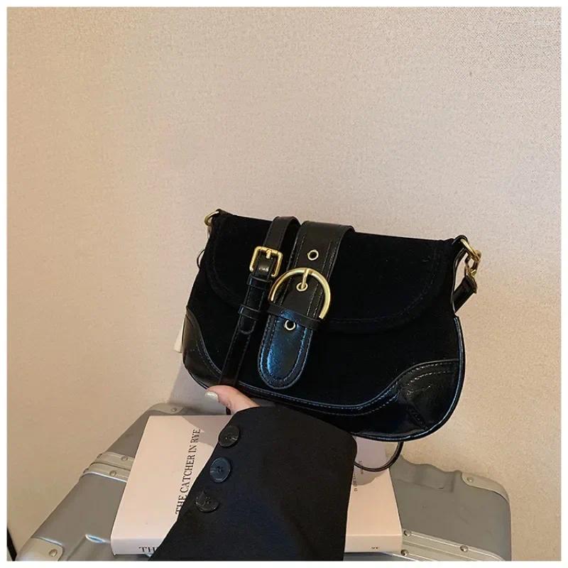Totes Buckle Sewing Fashion Faux Suede Shoulder Bag Flip Solid Exquisite Crossbody 2025 Bags For Women Bolsas Femininas
