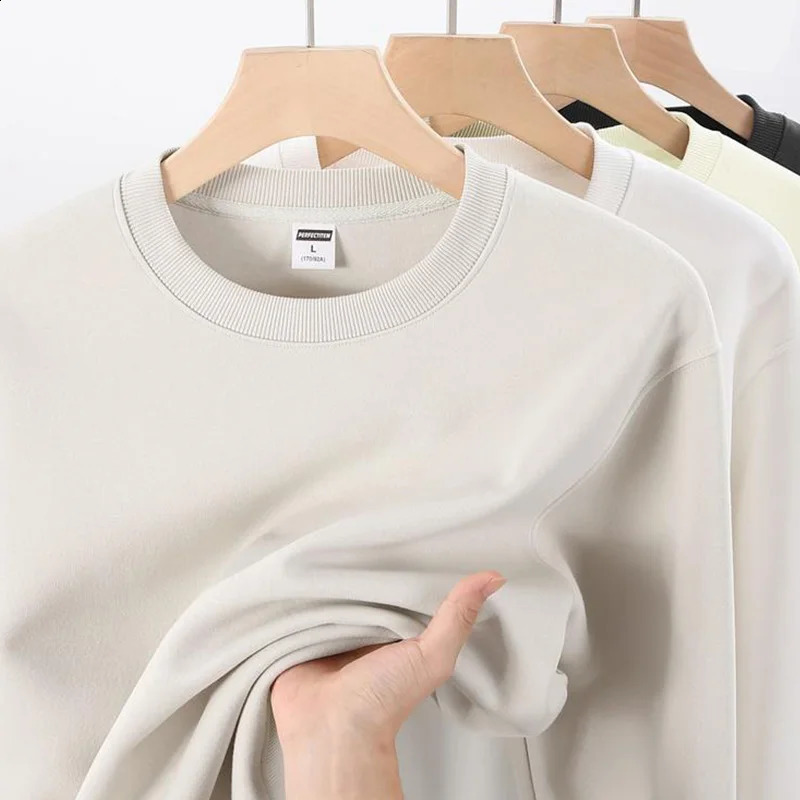 350g Mens Winter Cotton Crew Neck Oversized Hoodies Plain Customized Print Fashion Sweatshirts Quality High Street Man Top 250110Z