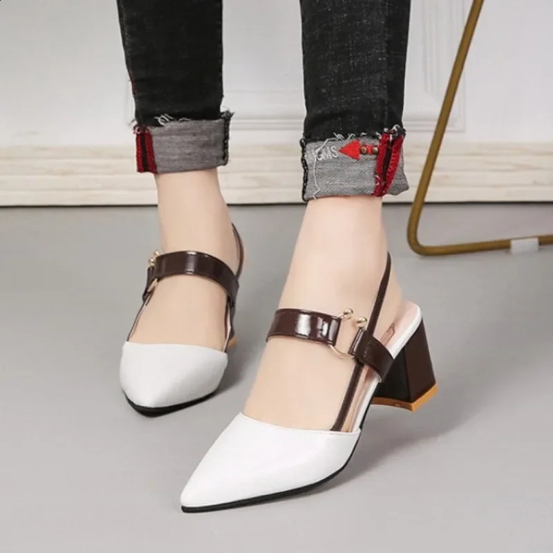 Women Sandals Summer Pointy Chunky Plus Size Fashion High Heels Shoes Zapatos De Mujer 250117BJ - view 4