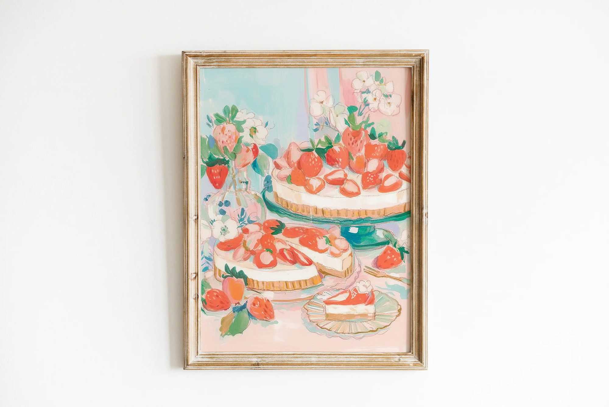 Cake Bakery Cafe kitchen Cupcake Strawberry Poster Wall Art Pictures Canvas Painting A Decor Gift Y250122