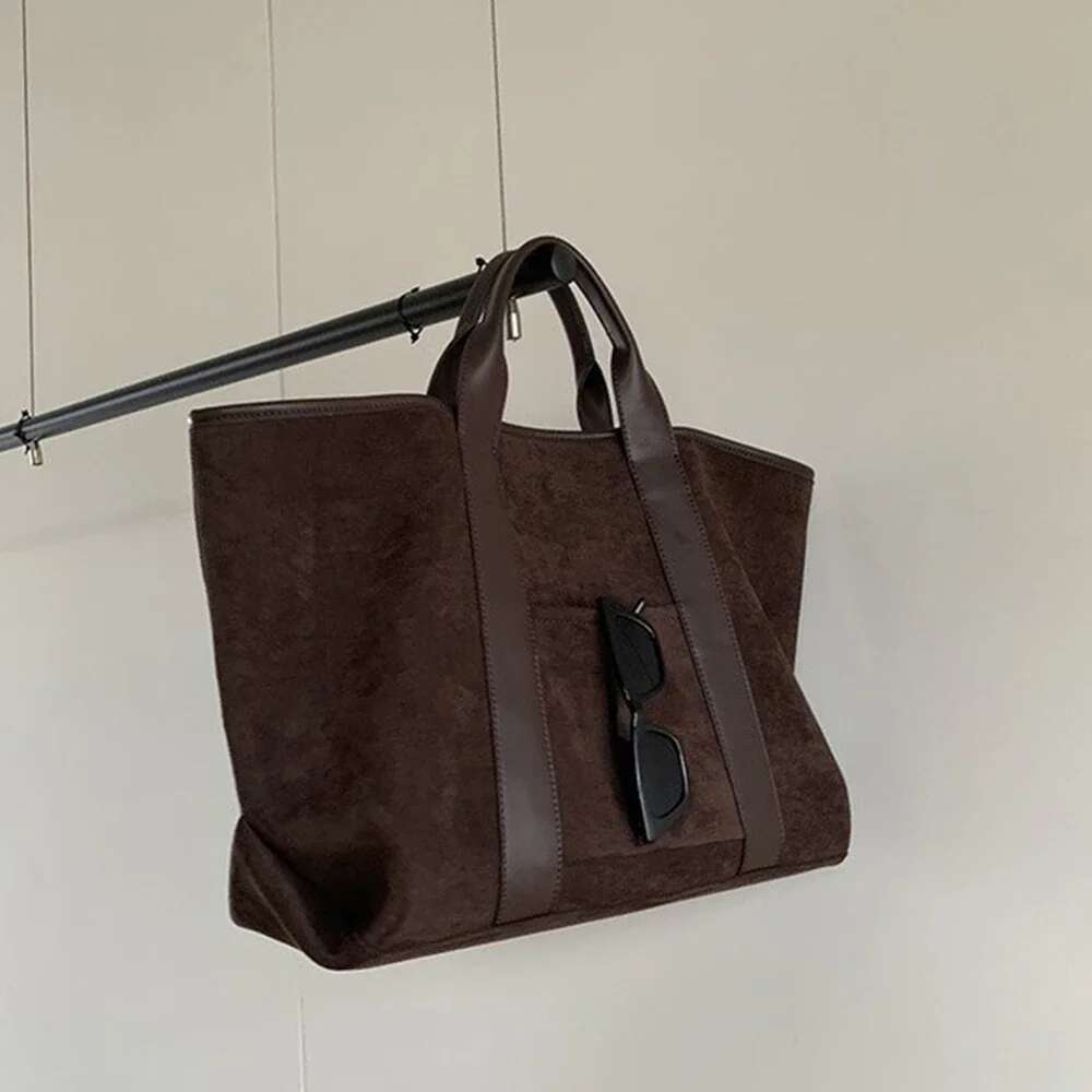 Large Capacity Suede Tote Vintage Designer Bags for Women 2025 Handbags Autumn and Winter Shoulder Bag Shopper Purses