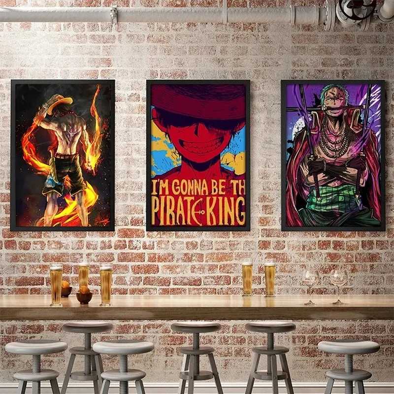 Japan Anime Wanted Retro Cartoon Canvas Painting One Piece Luffy Art Posters Print ral Pictures He Wall Aesthetic Decorative Y250122