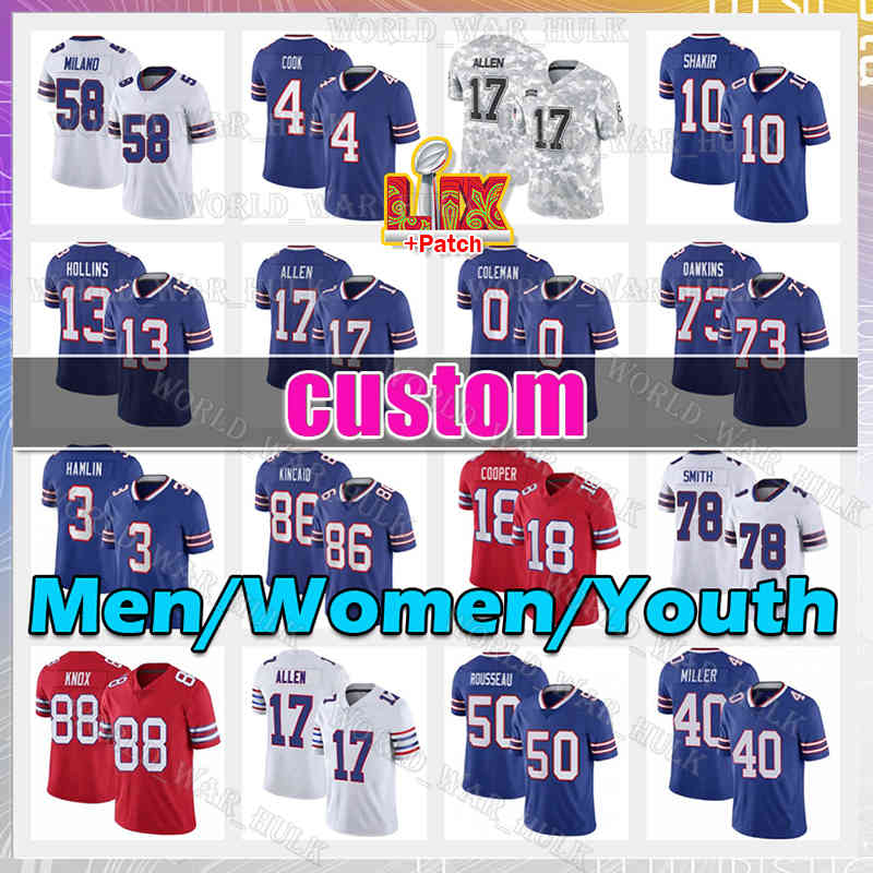 Josh Allen Football Jersey James Cook Khalil Shakir Buffaloes 0 Keon Coleman Dalton Kincaid Bill Amari Cooper Damar Hamlin Micah Hyde Mack Hollins Christian Benford