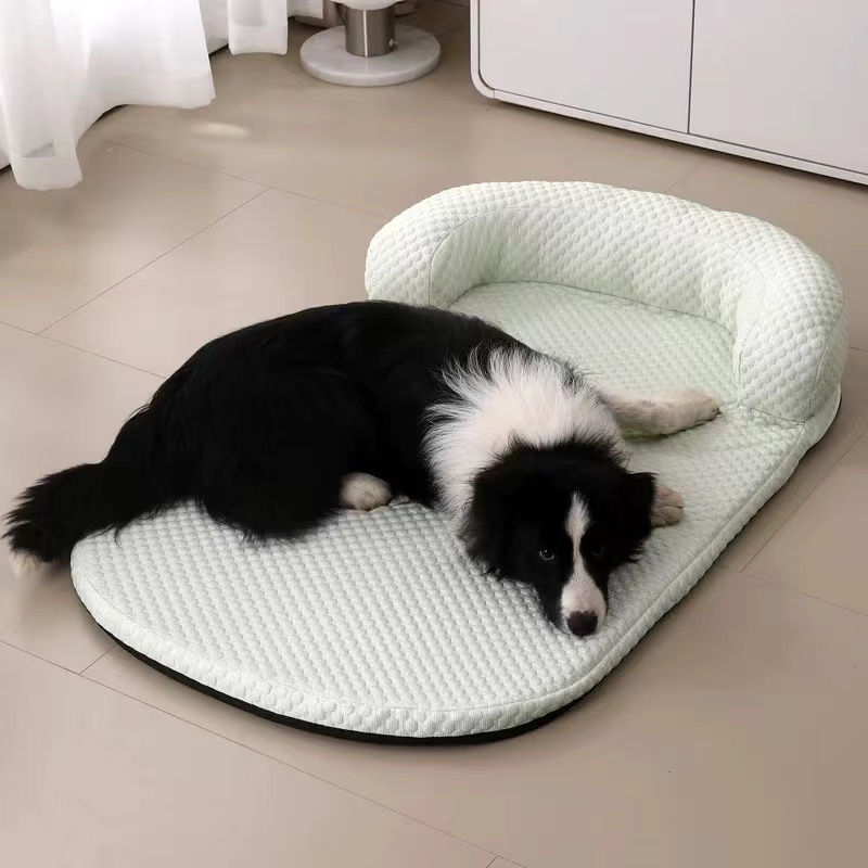 Dog Cooling Mat Memory Foam Cooling Fabric Dog Crate Bed with Pillow, Removable Washable Cover Dog Mattress for Large Medium Dogs and Cats Kennel Pad 