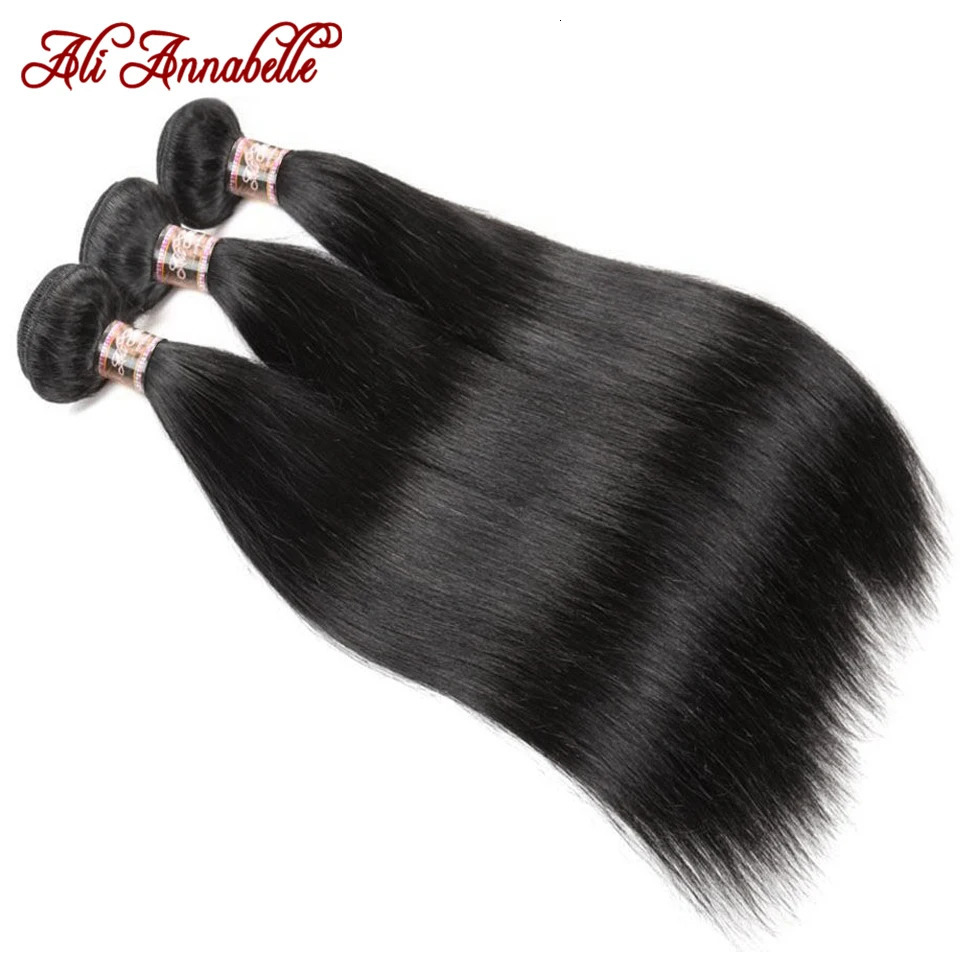 ALI ANNABELLE Straight Hair Bundles Human Hair Bundles 30 28 26 Inch 1 3 4 Bundles Deals Natural Brazilian Hair Weave Bundles 250121