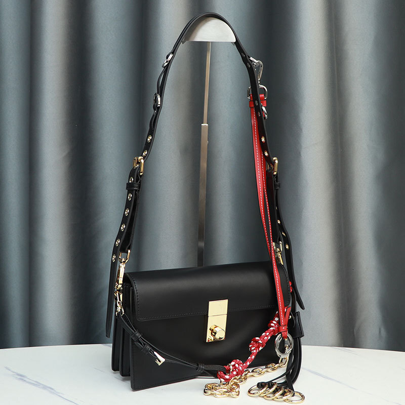 Bag 24 Autumn/Winter New Soft Sound Flip Postman Pendant Lock Motorcycle Leather Small Square Bag