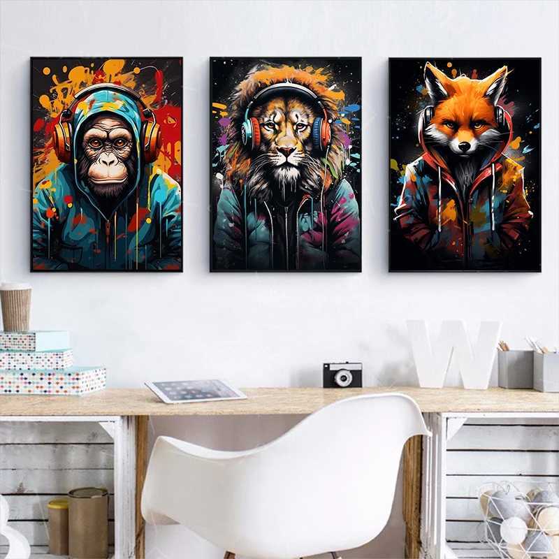 Graffiti Dog phone Gaming Posters Prints Canvas Painting Wall Art Picture for Teen Ro Gamer Gift Game Decor Y250122