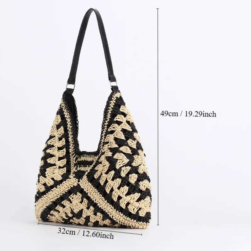 2025S Women Str Large Capacity Vintage Vacation Bag Everything Casual Handbag Designer Hollow Summer Beach Ba250222 Shoulder crossbody bag women bag