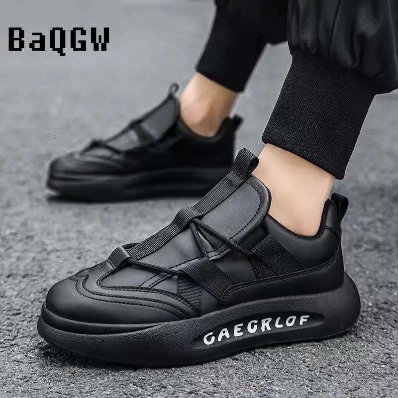 Men Fashion Running Designer Leather Patchwork Breathable Height Increased Platform Chunky Sneakers Loafers Shoes