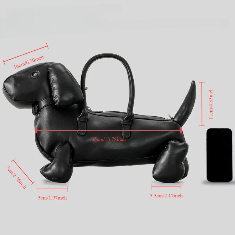 Womens Fashion Creative Cute Dachshund Handbag PU Soft Leather Shoulder Messenger Bag 250110