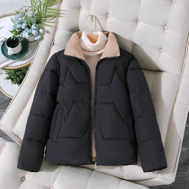 Cotton Jacket Short Womens Autumn And Winter Fashion Korean Version Womens Cotton Jacket Thick Standing Collar Small Versatile Jacket For Women Coat 2