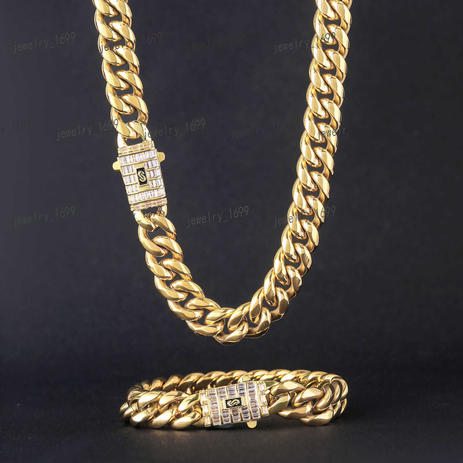 2025 Designer necklace 6mm/8mm/10mm/12mm/14mm Miami Cuban Stainless Steel 14K 18K Gold Plated Monaco Cuban Link Chain Necklace Hip Hop Jewelry
