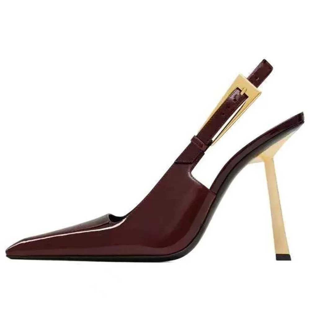 New Autumn 2024 Square Toe Slim Heel Retro Toe Wens Shoes with Patent Leather High-heeled Sandals Z250122