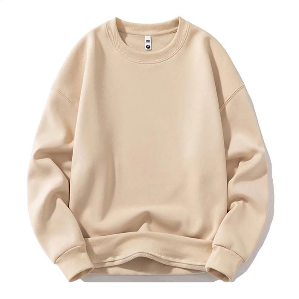 Winter Heavy Weight Warm Fleece Sweatshirts Men High Quality Crewneck Hoodies For Sudaderas Sin Capucha 250114Z