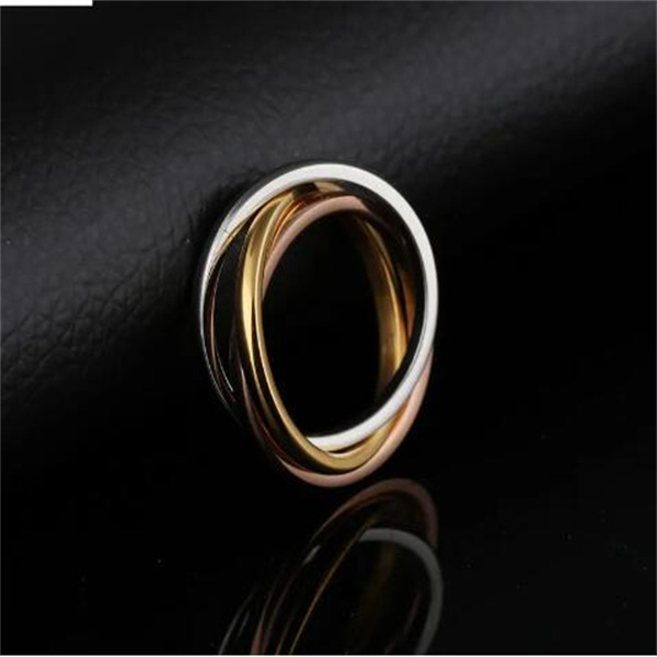 Fashion Classic Creative Trinity Three Ring Winding Ring Women's Stainless Steel 3 Color Rolling Wedding Band Rings