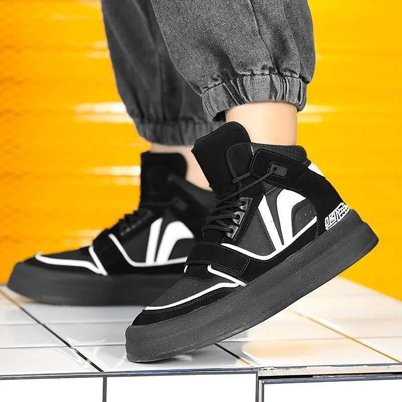 New Red High Top Flat Casual Sneakers Fashion Club Hip Hop Streetwear Men Designer Shoes Tenis Hombres