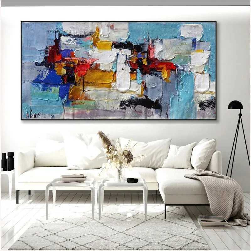 Scandinavian Abstract Wall Art Impressionism 3D Texture HD Canvas Oil Painting Poster Print A Bedroom Living Room Decoration Y250122