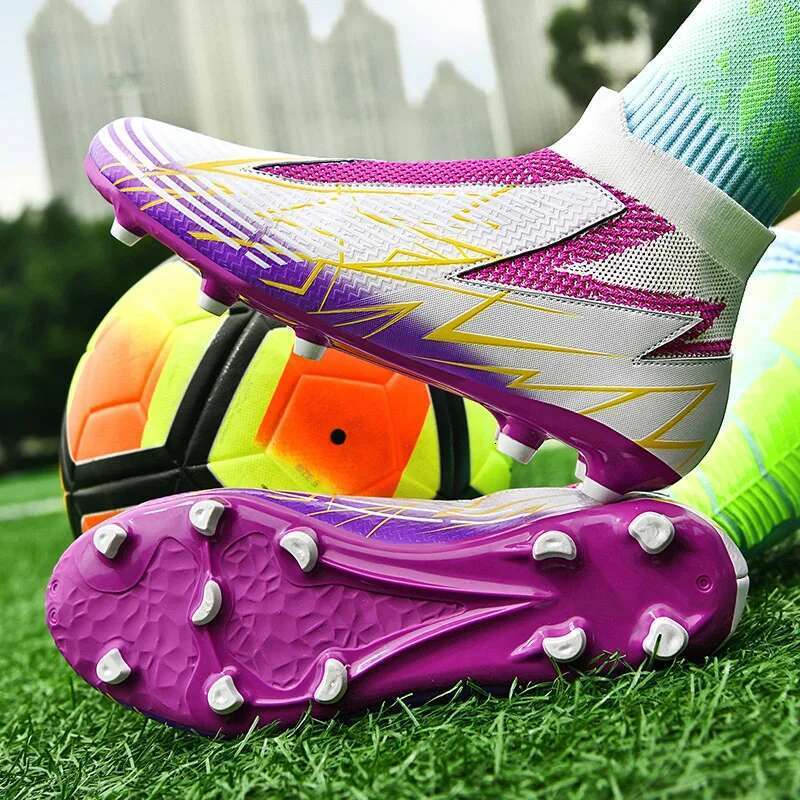 Professional Soccer Shoes For Breathable High Top Football Boots Big Size 47 Non-slip Long Spikes Training Socks Sneaker Men