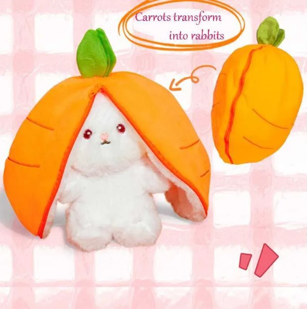 Funny Joy Fruit Bunny Plush Toy Cute Carrot Strawberry Turn Into Rabbit Plush Toy Kids Birthday Christmas Gift fy9778 0122