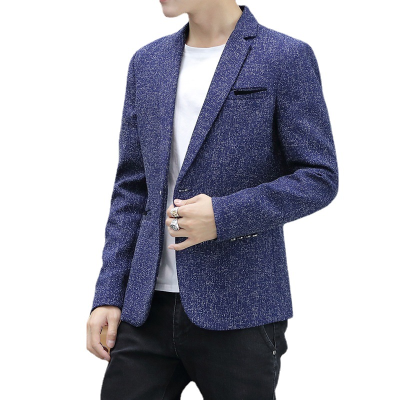 G120Large Size Slim Fit Linen-Like Suit Coat for Men - Elegant British Style Business Attire