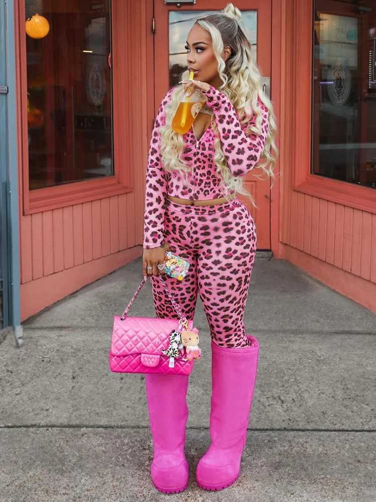 Women's Two Piece Pants Leopard Print Two Piece Set Women Spring 2025 Strt Clothing Y2k Fashion Tracksuit Long Slve Zip Hoodie Crop Tops Pants Se