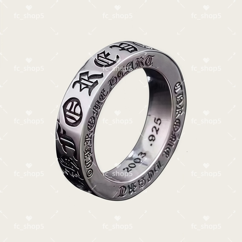 Designer chrome-plated cross ring S925 sterling silver plated hip-hop men and women retro cross silver chrome ring jewelry gift 666