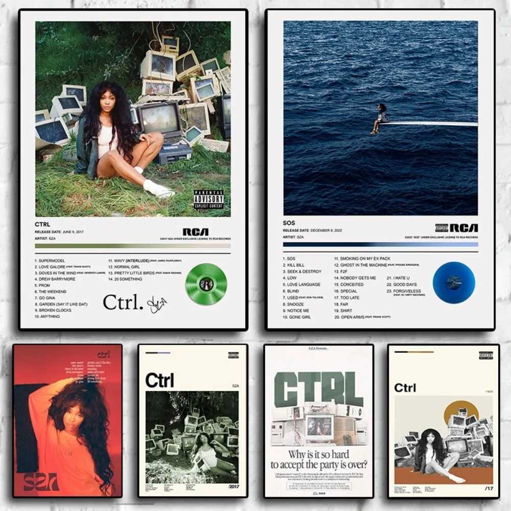 Rap sic Album Cover SZA Poster Aesthetic Rapper Hip Hop Rock SOS Crtl Canvas Print He Wall Art Ro Living Decor Picture Y250122