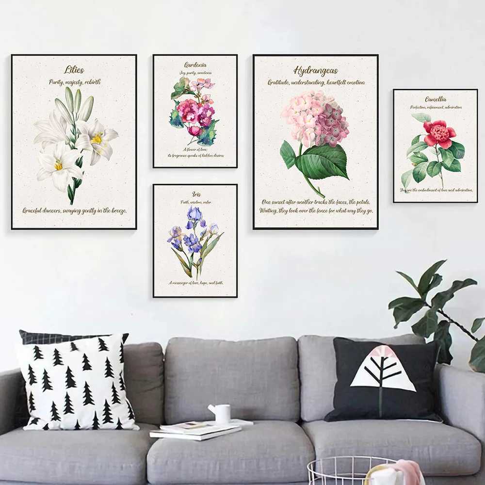 Modern Flowers Daisies Tip ic Flower language Retro Poster Canvas Paintings Wall Art Pictures Flower Shop He Decor Y250122