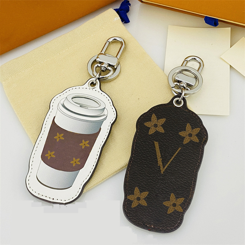 2025 Handmade designer keychains multicolor key chain women men brown leather bag wallet lanyard plated gold accessories dragonne keychain letter