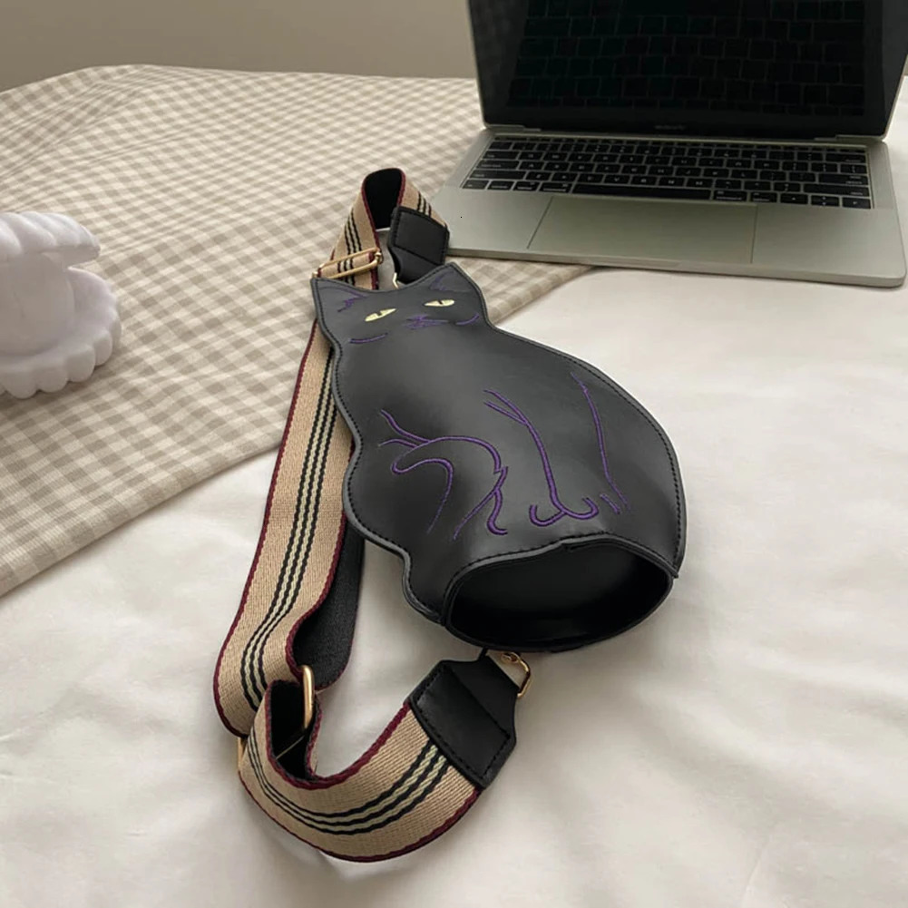 Novelty Cat Shape Crossbody Female Bag Cute Zipper Fashion Ladies Waist Bag Shoulder Bags Vintage Chest Waist Women Bag 250113