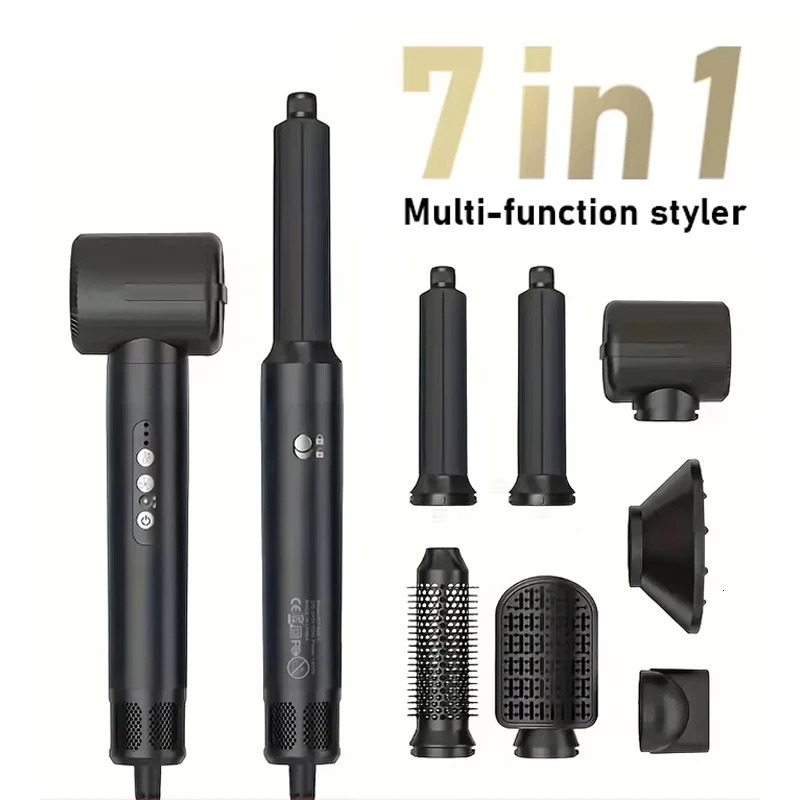 7-in-1 Auto Wrap Hair Dryer 1400W Powerful Straightener Brush Comb Set Multi-Styler Professional Curling Iron 250120