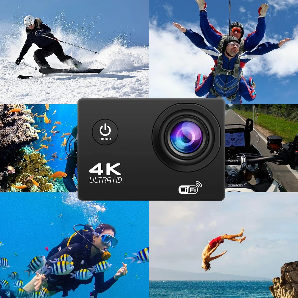 4K Action Camera 1080P/30FPS WiFi 2.0 170D Underwater Waterproof Helmet Video Recording Camera Sports Cameras Outdoor Mini Cam 250121