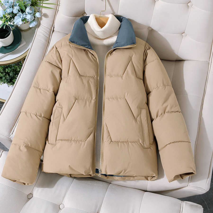 Cotton Jacket Short Womens Autumn And Winter Fashion Korean Version Womens Cotton Jacket Thick Standing Collar Small Versatile Jacket For Women Coat 2