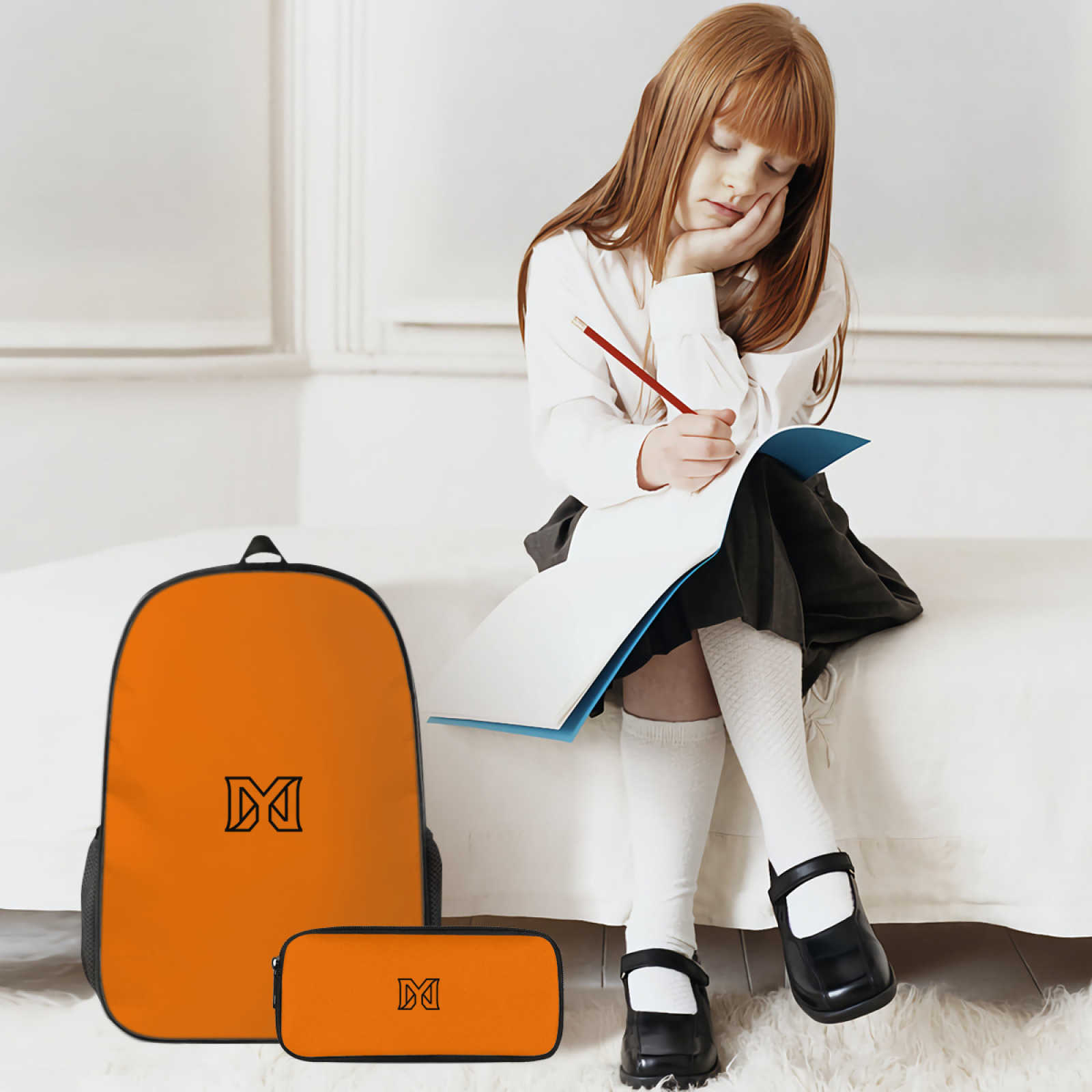 NXY Pure Color Kids Youth Designer Backpack And Pencil Case Brand Set Designer Backpack Bags Luxury Letter Backpacks School Bag