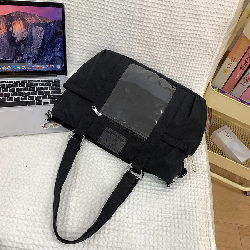 Womens Handbag Canvas Large Capacity Splicing Work Shoulder Casual Sweet Fashion School Bag 240904