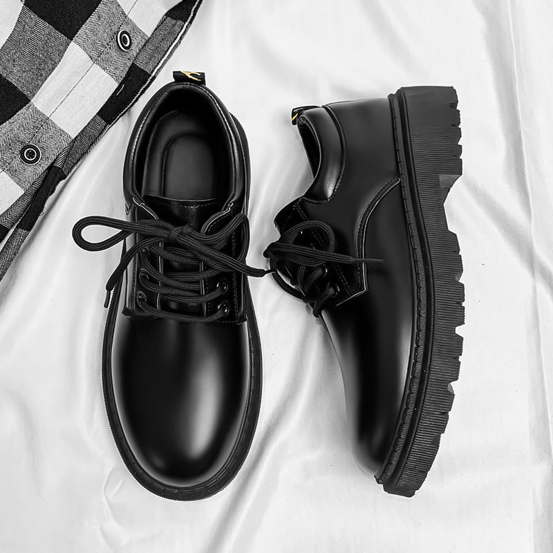 Leather 2023 new spring and autumn British style black men's business formal big head work trendy shoes hot