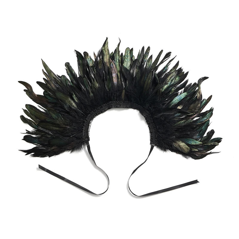 Women Natural Feather Cape Maleficent Costume Gothic Lacing Shawl Shrug Collar Feather Cape Halloween Cosplay Christmas Party 250121