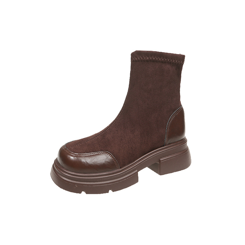 Women Boots Fashion Simple Design Versatile Solid Color High Heel Triple Black Brown fashion