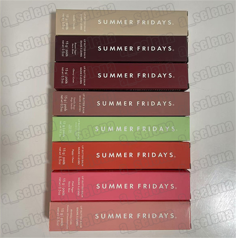 New Summer Fridays Lip Butter Balm Liquid Lipstick moisturizes Smooth Soft Makeup Lips Glaze LipGloss pink sugar vanilla beige 0.5oz 15g LipCare Cosme