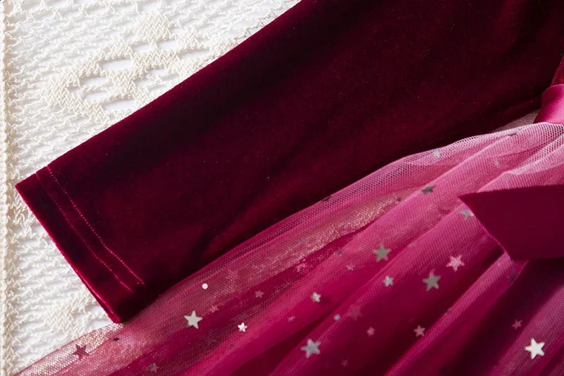 Red Christmas Dress for Girls Kids Princess Party Dresses for Birthday Autumn Winter Long Sleeve Girls Dress Year Gifts 250120