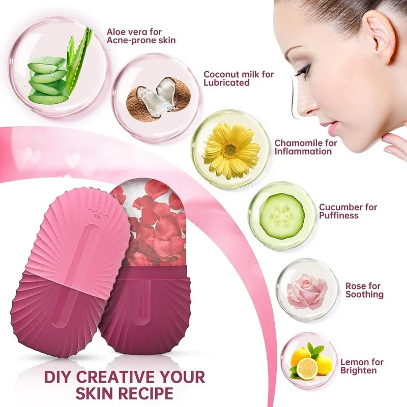 Ice Face Roller Ice Cube Beauty Massage Silicone Ice Mold For Eye Puffiness Ice Facial Roller Shrink Pores 250117