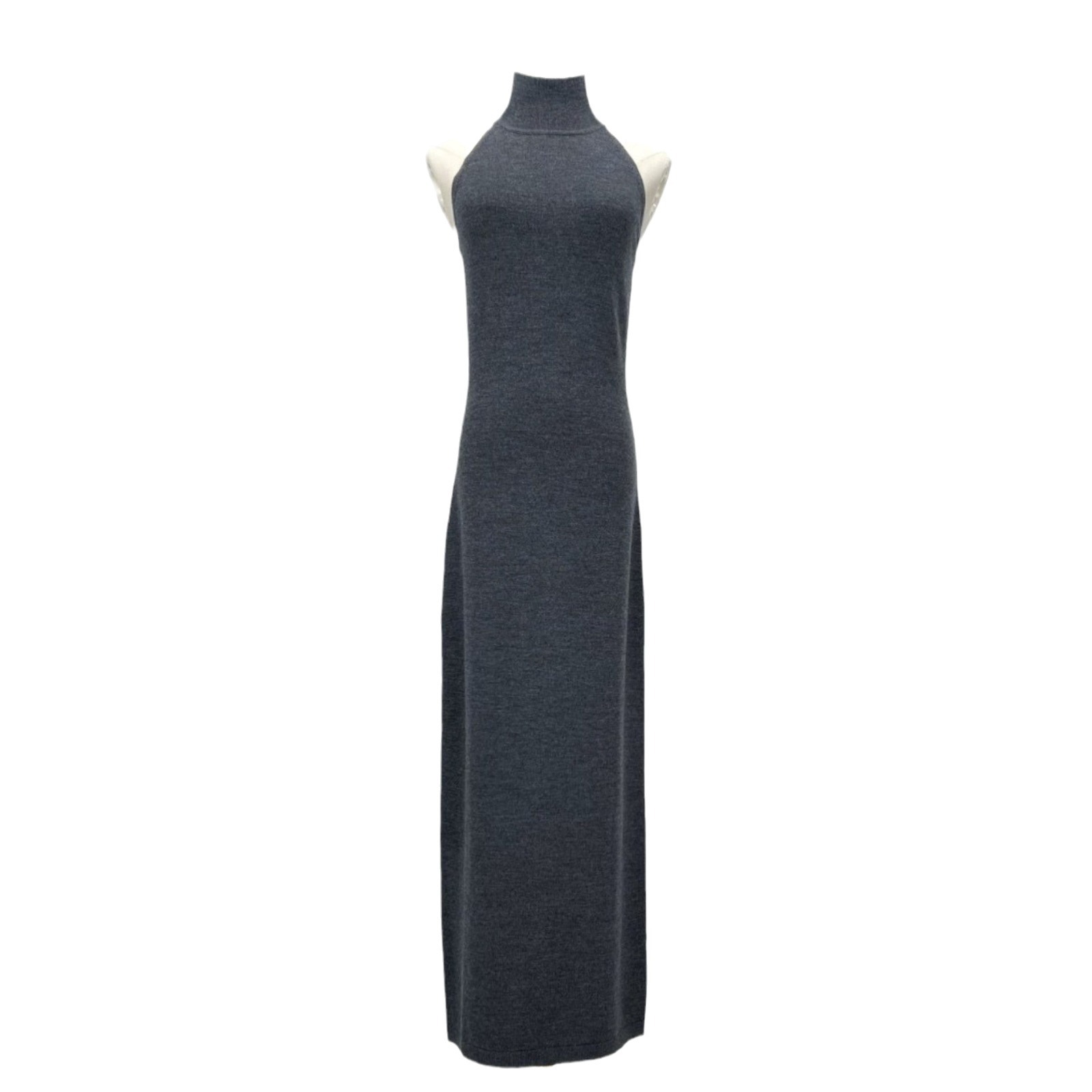 X3310 Dinner Occasion Annual Meeting Holiday Colorful Knitted Wool Temperament Sleeveless Stand Collar Long Dress
