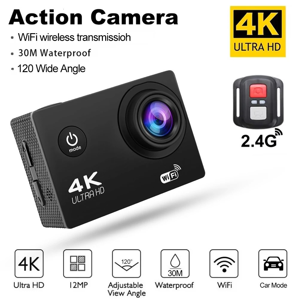 4K Action Camera 1080P/30FPS WiFi 2.0 170D Underwater Waterproof Helmet Video Recording Camera Sports Cameras Outdoor Mini Cam 250121