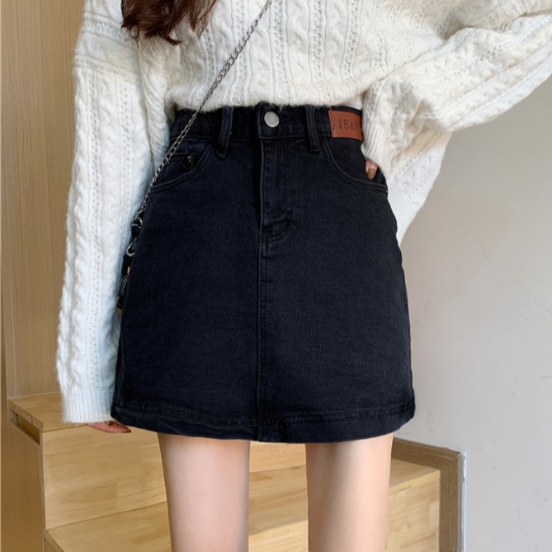 K4135 denim skirt 2021 spring new winter with sweater high waist a-line skirt student hip skirt female