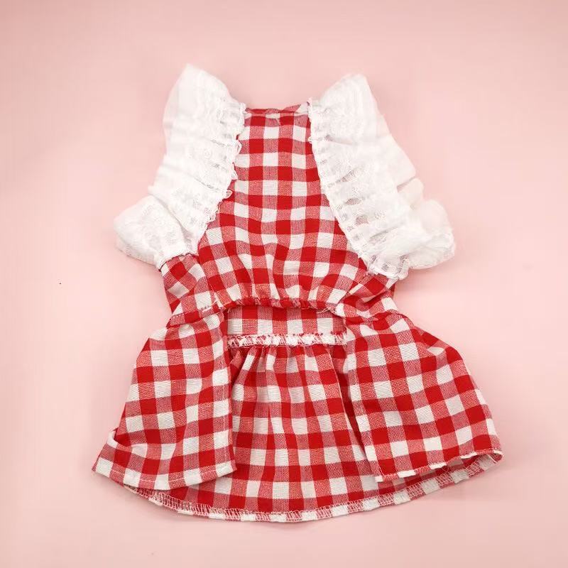 Spring/Summer Thin Breathable Dog Skirt Lace Chiffon Cute Princess Skirt Cat Two Leg Pet Clothing