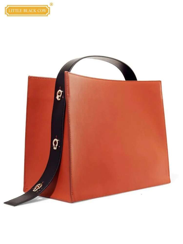 Women Genuine Leather Handbag Elegant Office Lady Large Capacity Totes Satchels Square Single Shoulder Bags Design Crossbody Bag