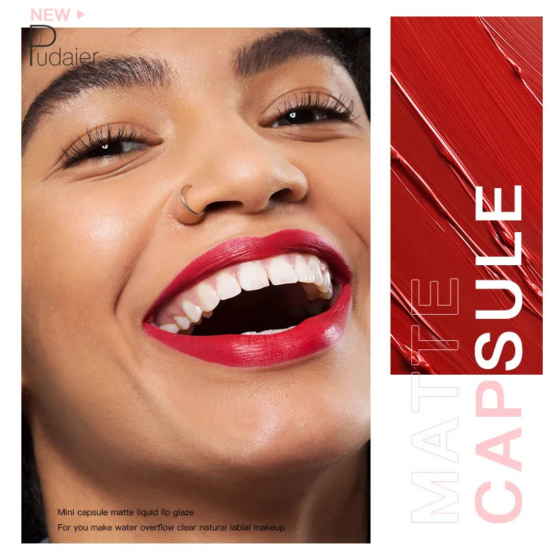 Pudaier 18 Color Lip Glaze Mini Capsule Plumping Lip Gloss Velvet Mist Color Non-stick Cup Smooth Liquid Lipstick. 250108