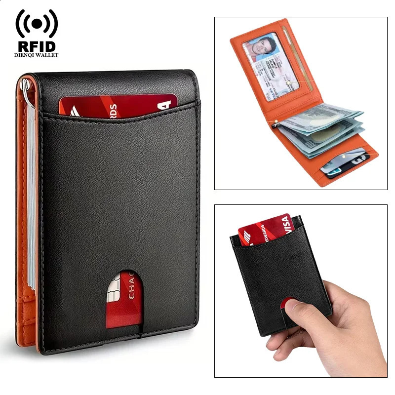 Metal Money Clip Wallet RFID Blocking Slim Card Holder Bag Credit Cardholder Carbon Fiber Bifold Smart for Men 250114
